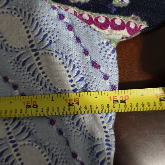 LOFT Paisley Boho Floral Patchwork Linen Blend Peasant Blouse 3/4 Raglan Sleeve - Picture 12 of 13